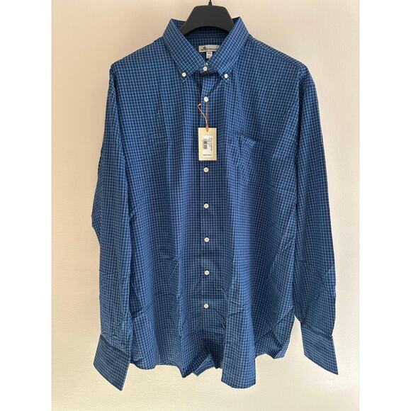 NWT Peter Millar Montgomery Performance Fit Blue Tattersall Stretch Sports XXL - Picture 3 of 6